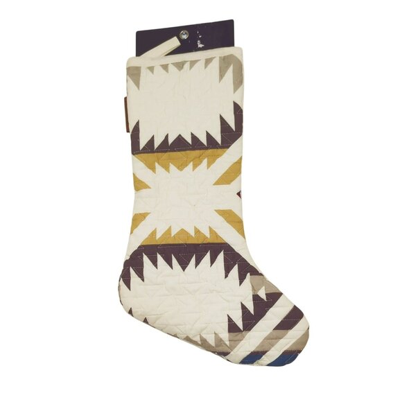 Pendleton Christmas Stocking White Shores Southwest Aztec Quilted Design - Picture 1 of 6